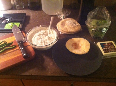 Made some cucumber sauce, bought some pita, feta, spinach and peppers.